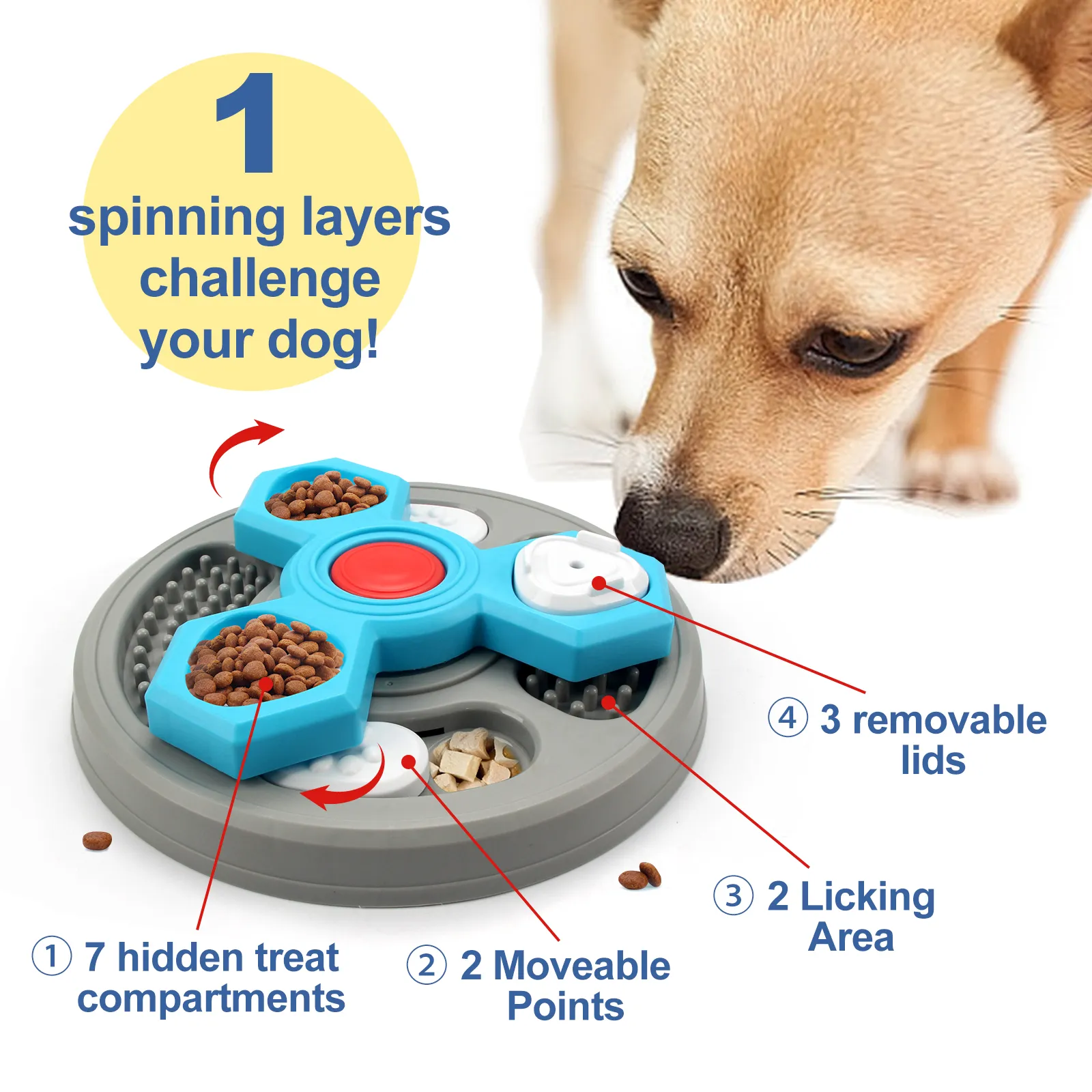 YINCORD Interactive Puzzle Feeder Toy For Dogs - Slow Feeder Rolling Ball With Quacking Sound - View #12