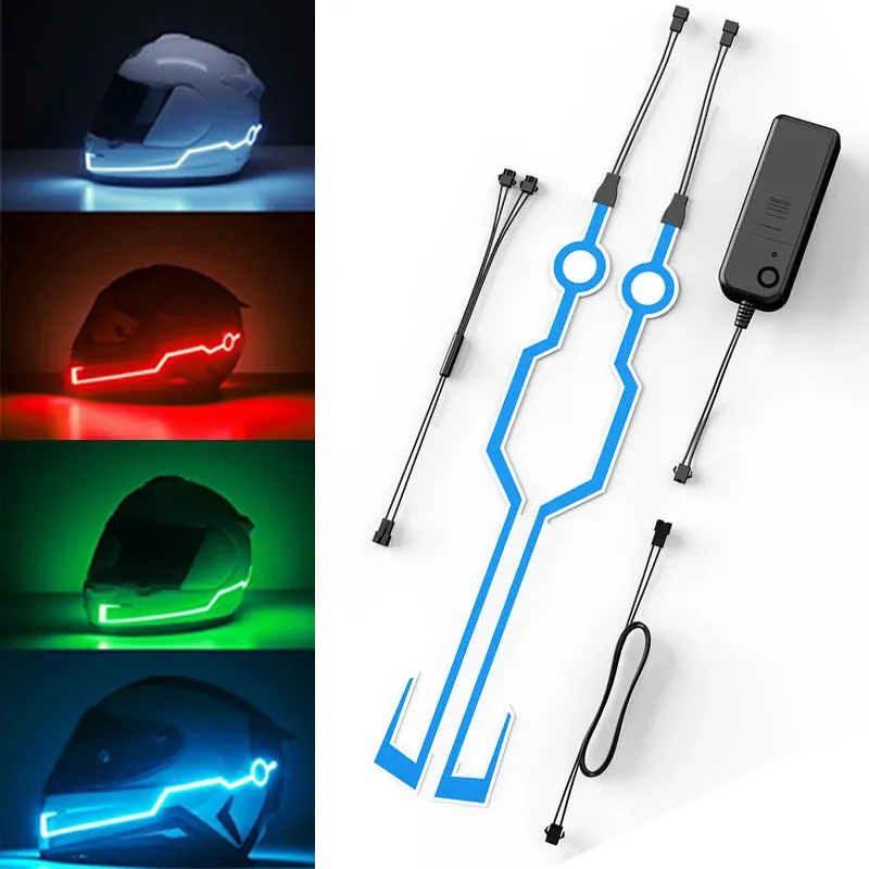 Motorcycle Helmet Light Bar – 4-in-1 Waterproof LED Strip Kit With 3 Modes, DIY Night Safety Light (Blue)