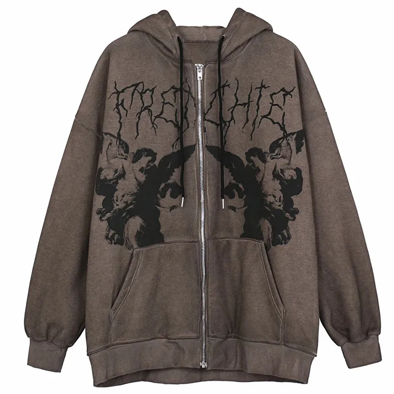 Y2K Harajuku Punk Oversized Aesthetic Hoodie, Streetwear | DHgate