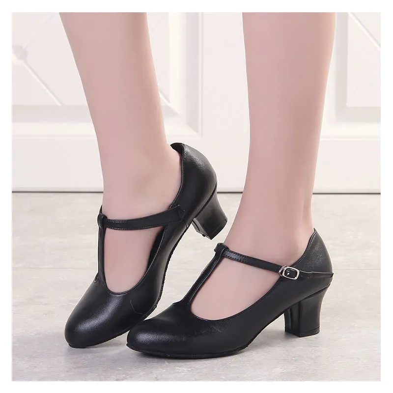 Latin Dance Shoes Women Ballroom Teacher Shoes Leather Jazz