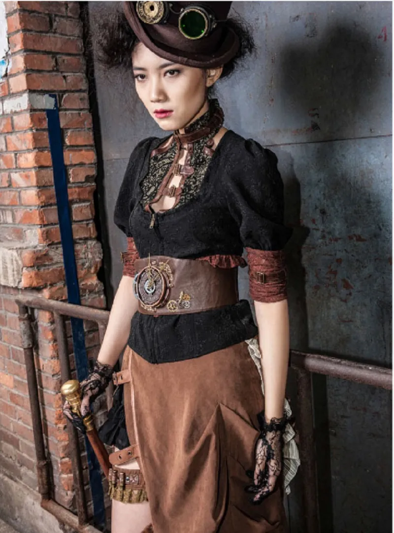 7569 Women Halloween Cosplay Pirate Belt Vintage Wide Elastic Stretch Dark GRACE KARIN Women main image 2