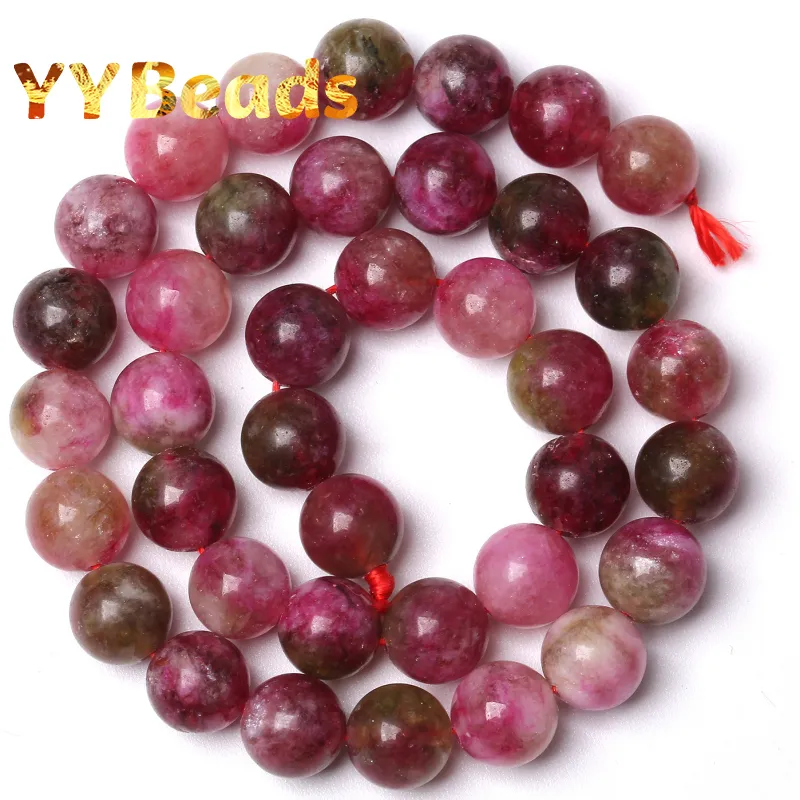 thumbnail image 2 of Fine Red Watermelon Tourmaline Round Loose Beads – 6/8/10/12mm, Center-Drilled, Nickel-Free, Vintage 2 of 2