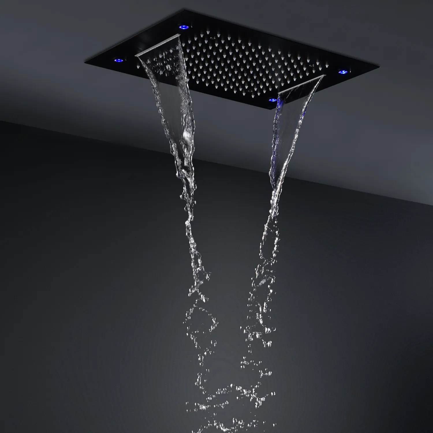 DHgate.com:2024 High-Quality Black Ceiling LED Rainfall Shower System w ...