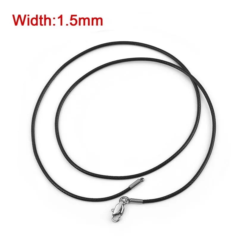 Name Black Waxed Cord Necklace Black Leather Waxed Rope Cord With