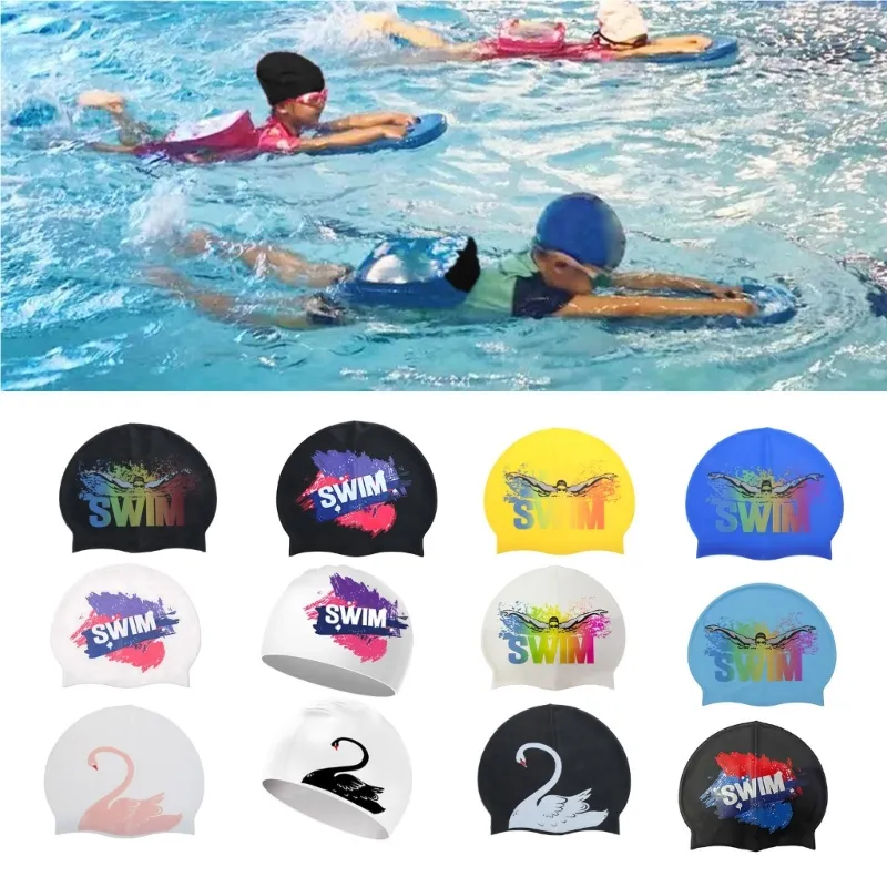 Swim Caps For Women Waterproof Silicone Swimming Cap Elastic