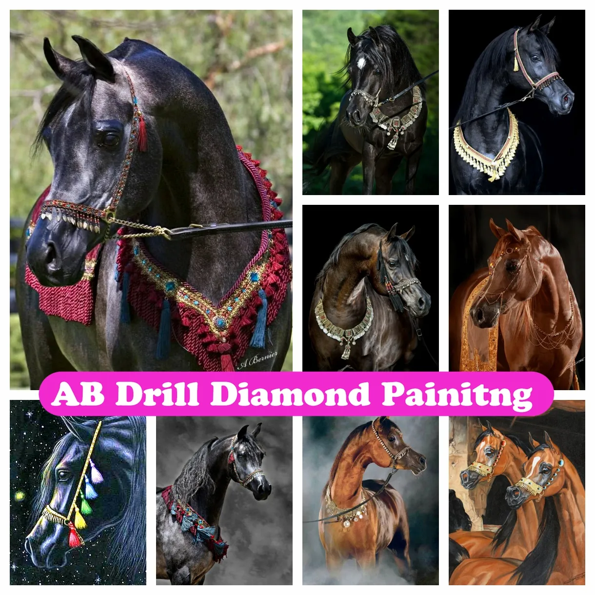 Arabian Horse 5D DIY AB Diamond Painting Kit for Animal Art Cross ...