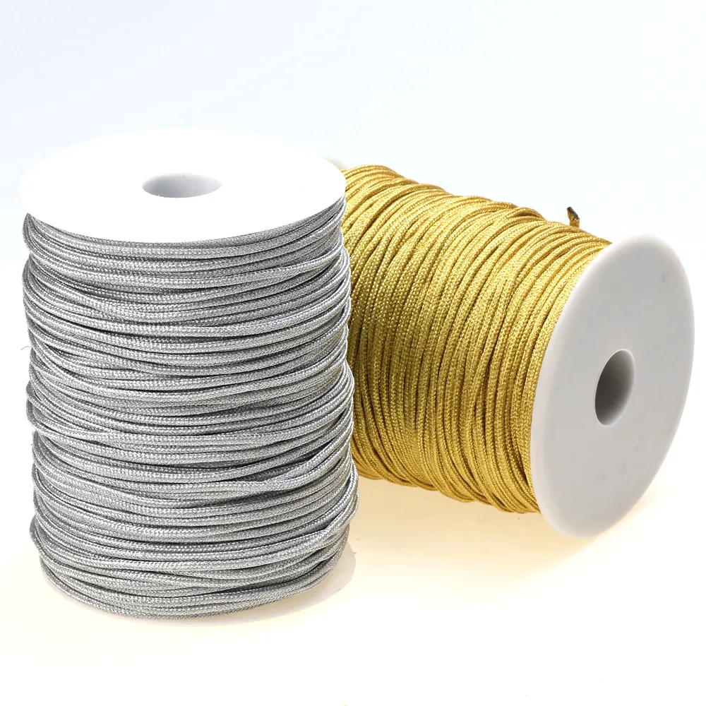 Chinese Knot String 0.8mm 1.0mm 2.0mm 2.4mm Gold and Silver Thread for ...