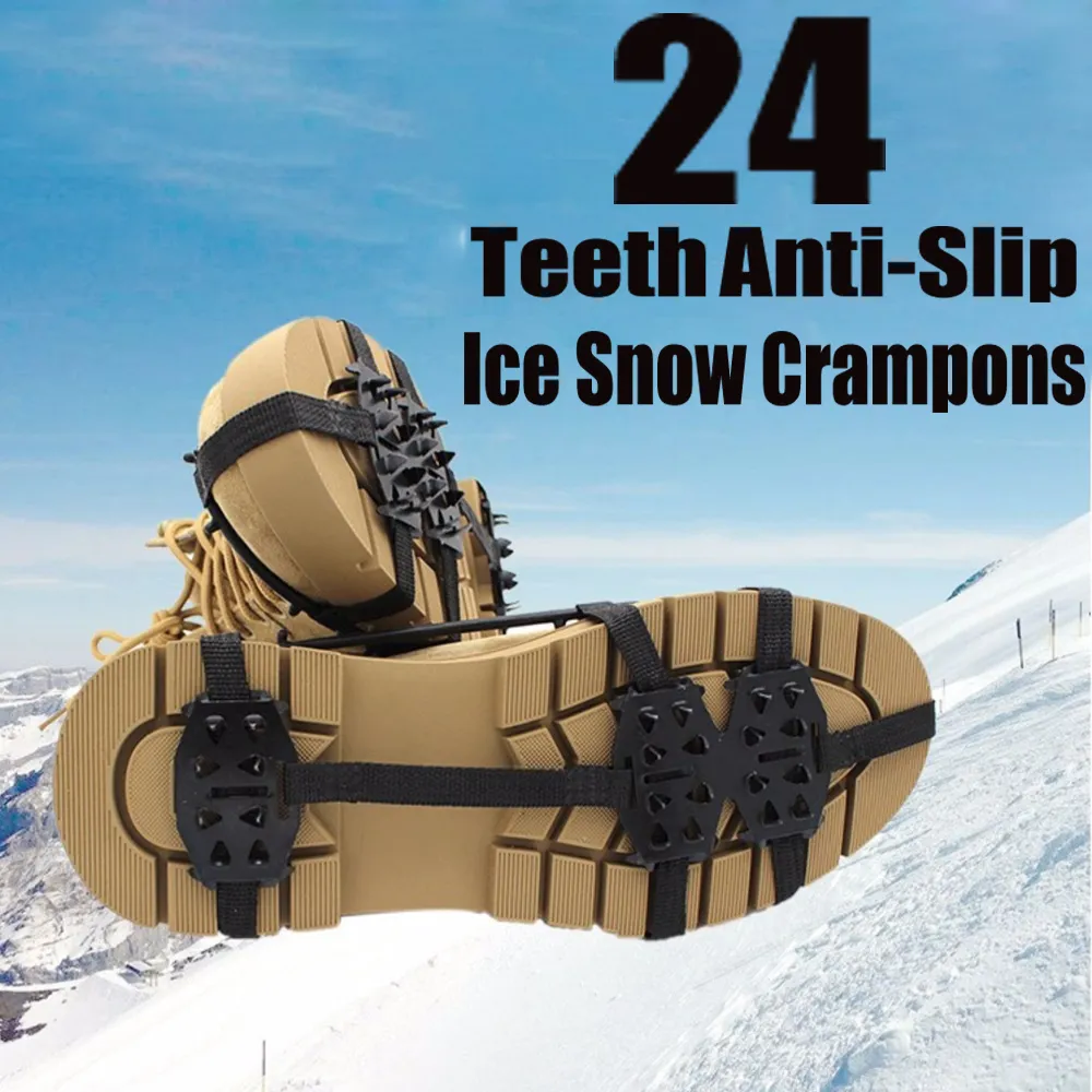 Upgraded24 Teeth Crampons, Ice Snow Grips for Boots/Shoes, Anti