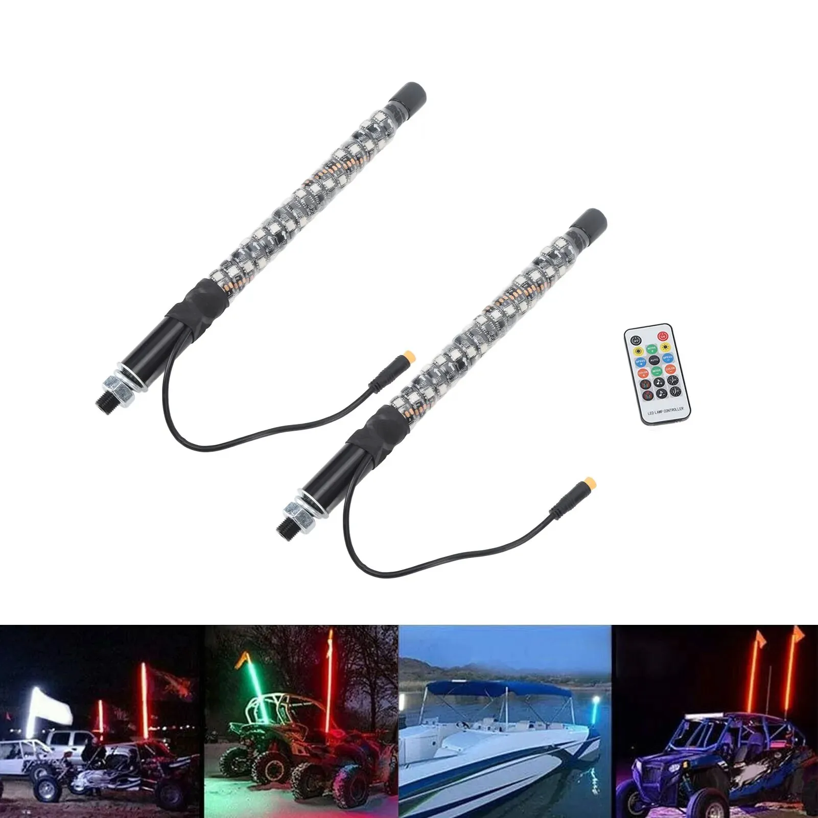 GOOACC 3FT RGB LED Whip Light - Spiral Design With Spring Base & Remote For UTV, ATV, Truck & Off-Road Vehicles - View #4
