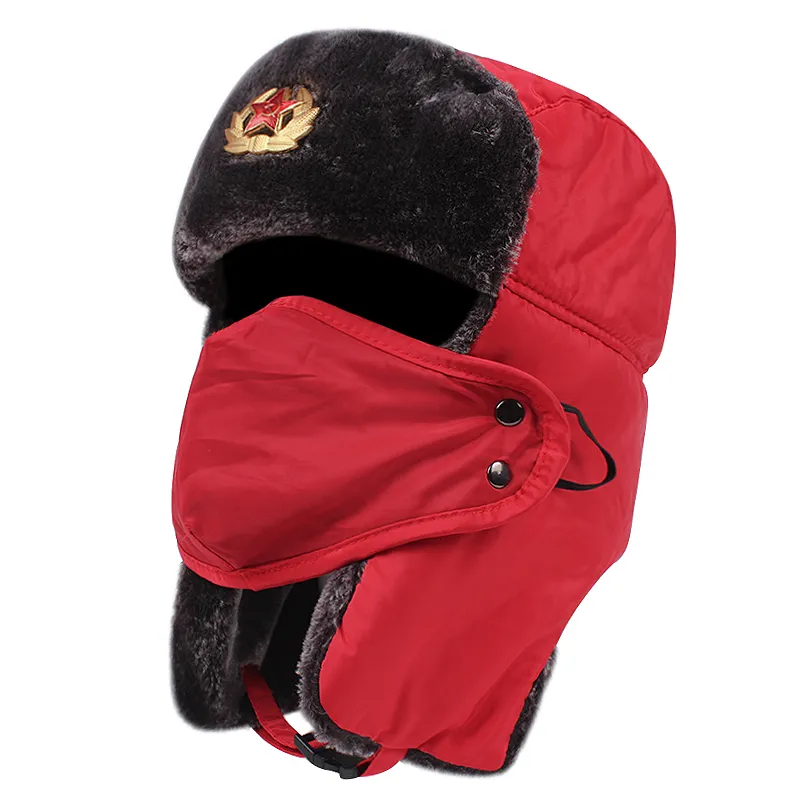Soviet Rabbit Hat Men's Winter Trapper Ski Hat Soviet Military Russian Pilot Style With ...