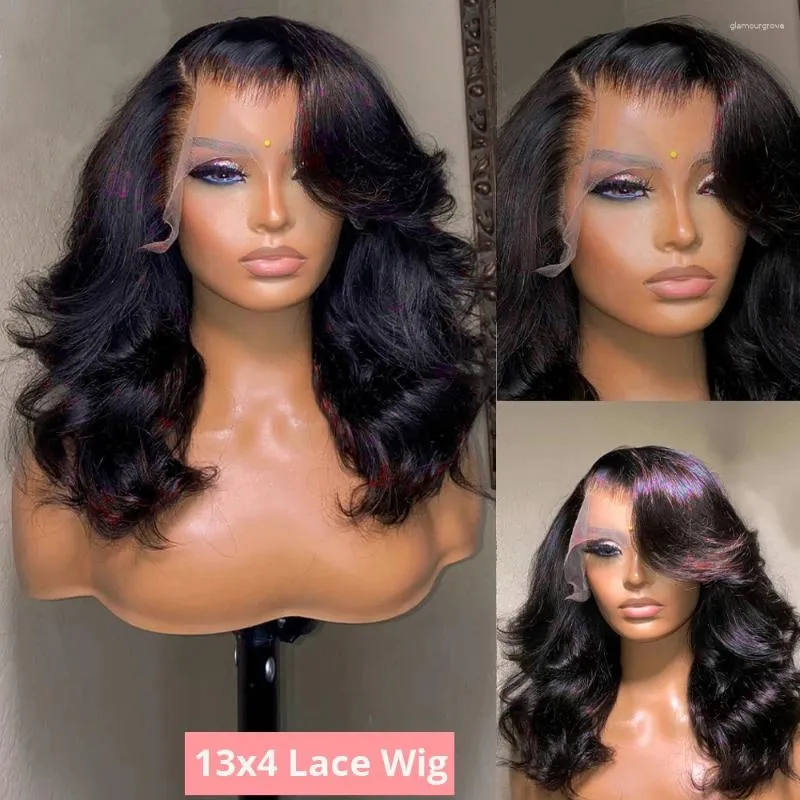 18 Inch Synthetic Bob Wig with HD Lace Front and Body Wave Layers tv.png main image 4