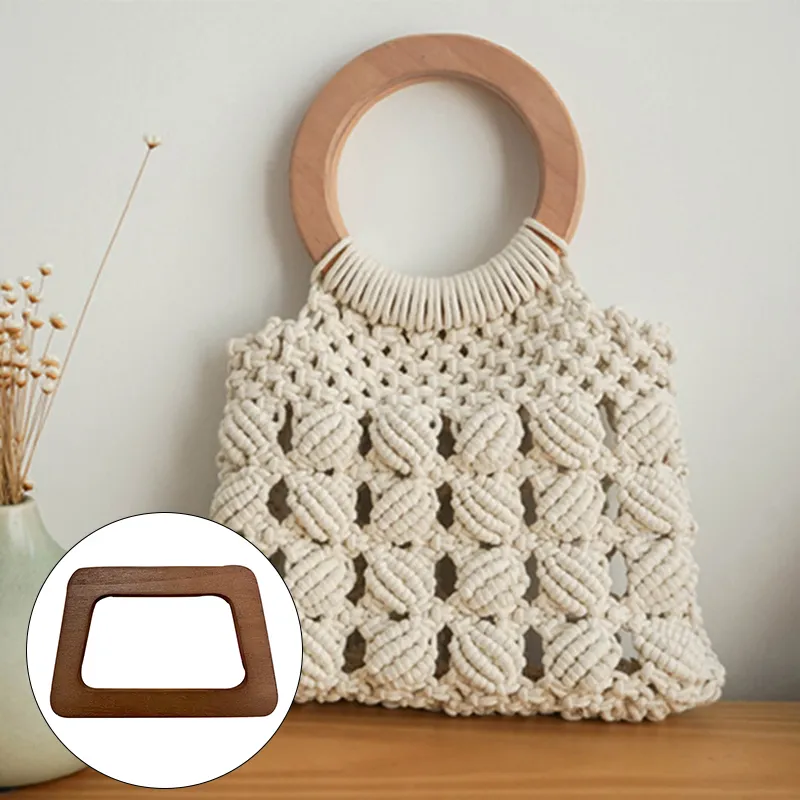PH PandaHall 6 Pack Wooden Purse Handles - U-Shaped Replacement Handles For Crocheted Bags, 3 Colors