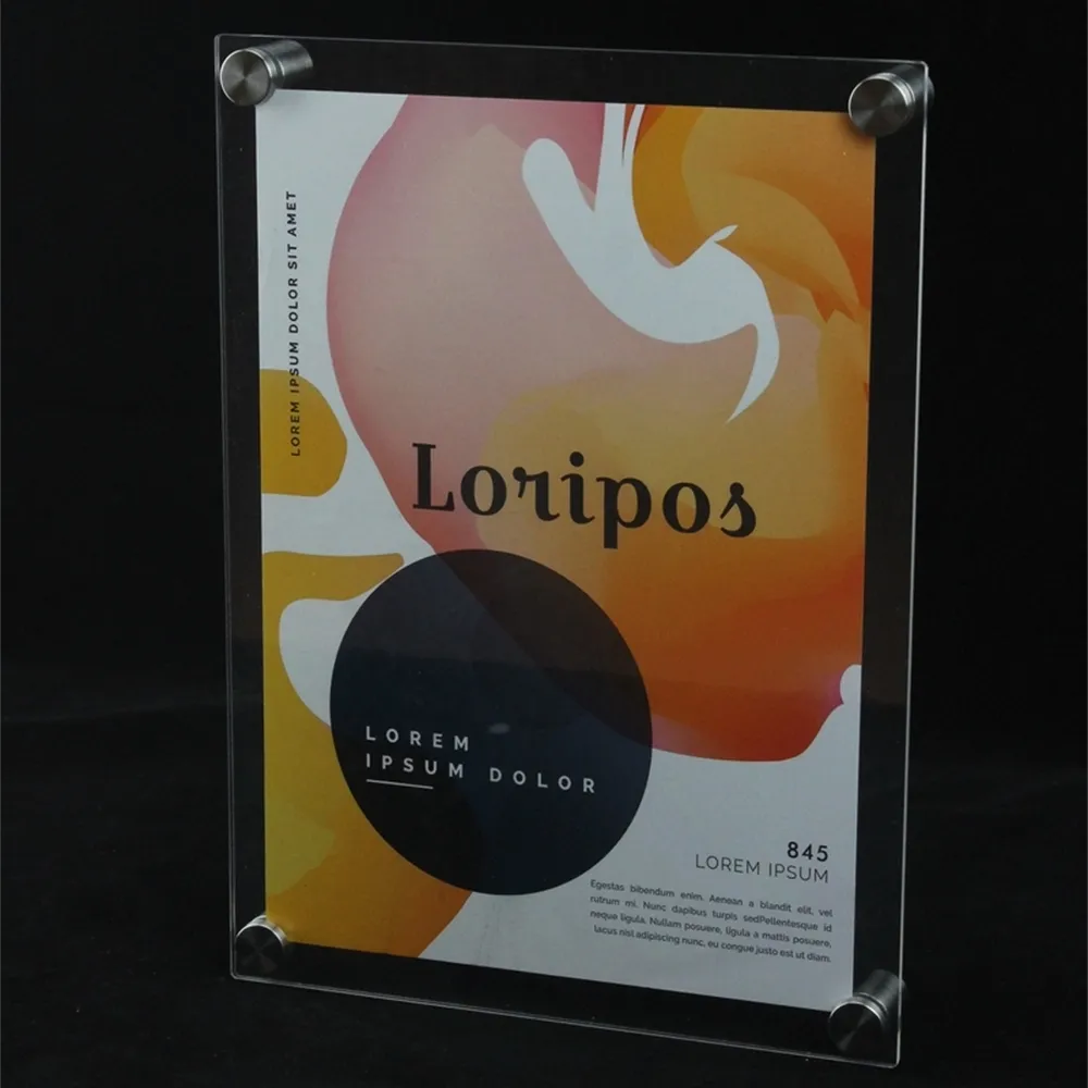 A4 A5 Wall Mounted Acrylic Plexiglass Poster Frames Perspex Floating ...
