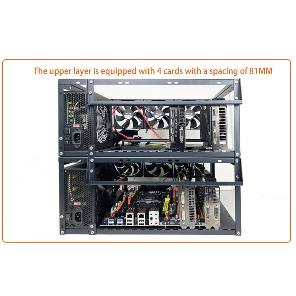 Stackable Electronics Chassis X79 X99 Dual EATX Motherboard Stackable PC Case with Mid-Tower Open ...