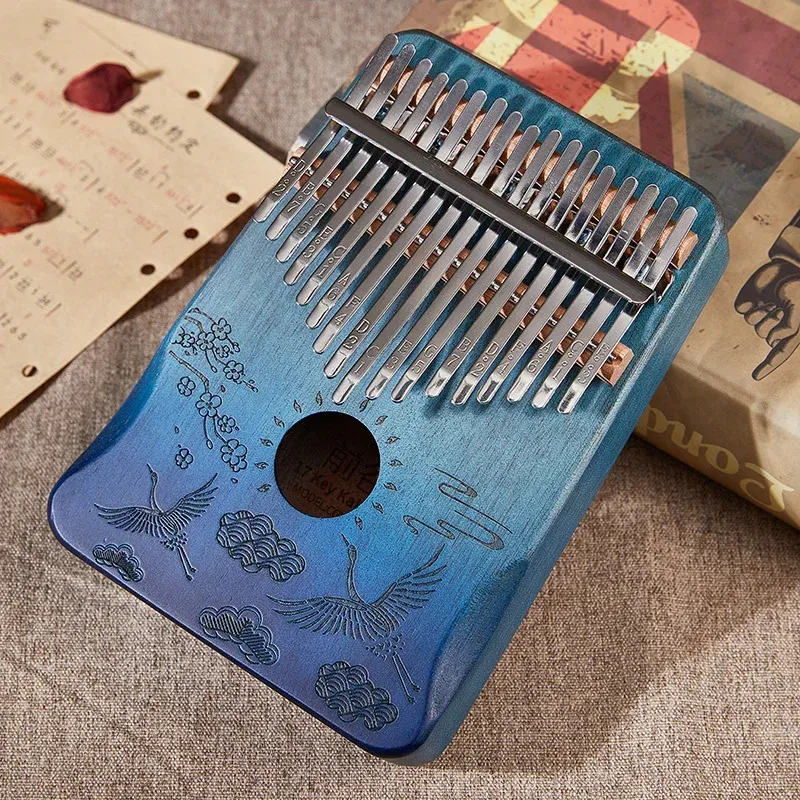 Mini Thumb Piano - 17 Key Mahogany Musical Instrument, Portable Finger ...