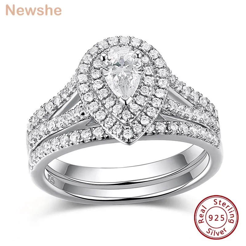 Newshe Classic 1.3 Carats Pear Cut CZ Wedding necklace