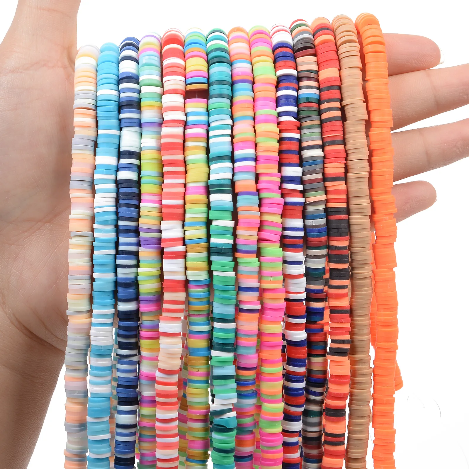 Gushu 5000 Pcs Red Clay Beads Bracelet Making Kit, 6mm Flat Round Polymer Clay Heishi Beads With Gold Beads Spacer Letter Beads And Crystal Elastic Cord For Jewelry Making Bracelets Necklace