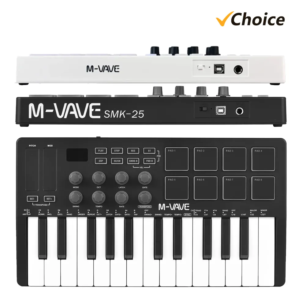 M VAVE 25 Key Mini MIDI Controller USB Keyboard With Velocity