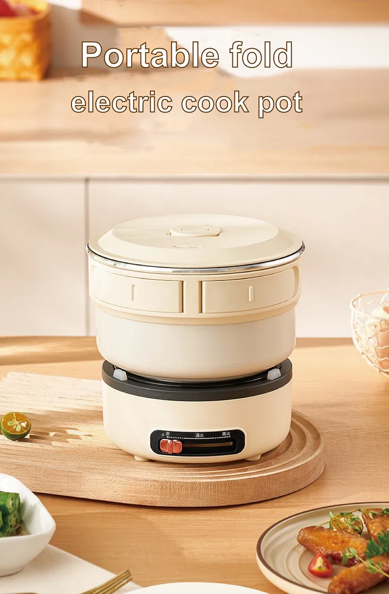 Portable Electric Hot Pot With Foldable Handles, Non-stick