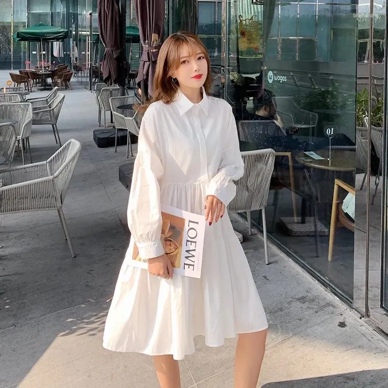 Casual Dresses Spring White Cotton Bodycon Midi Dress 2024 Women Elegant Beach Vestidos Autum Korean Vintange Black Hepburn Shirt