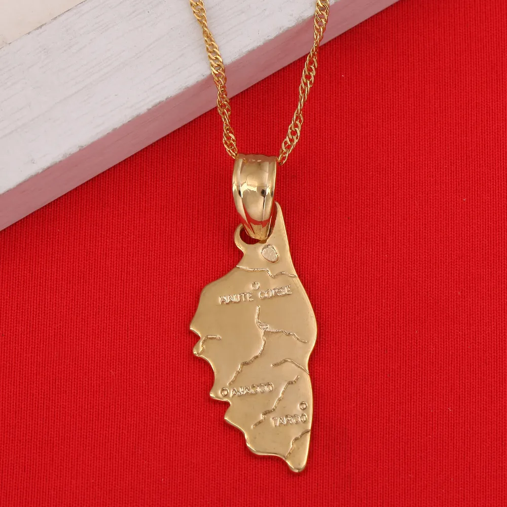 Corsica Map Pendant Necklace: Unique Sterling Silver Charm