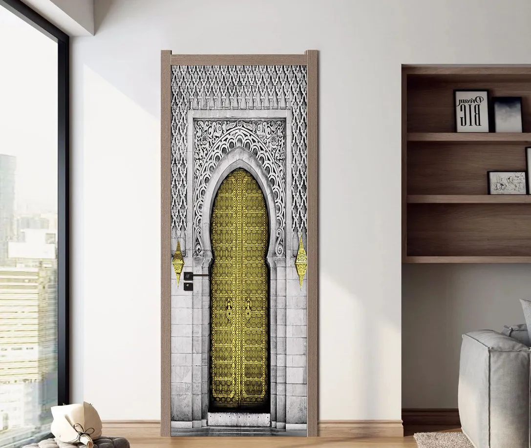 Autocollant Mural 3D Grande Mosquée De La Mecque – Sticker Porte Amovible Pour Décoration Maison Musulmane