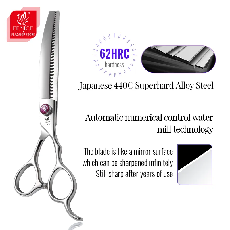 Forbici Professionali Per Toelettatura Cani Da 7 Pollici Cesoie Per Assottigliamento Curve Per Animali Domestici, Cesoie Per Grossozze Curve Fornura Per Toelettatura Cani - Foto 10