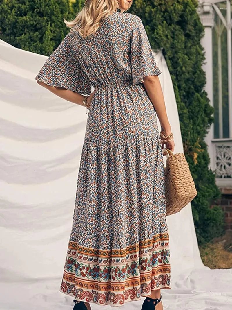 bridal shower maxi dresses White Tassel Boho Maxi Dress Flowy Summer Wedding Guest Dress Beach Vacation Dress main image 1