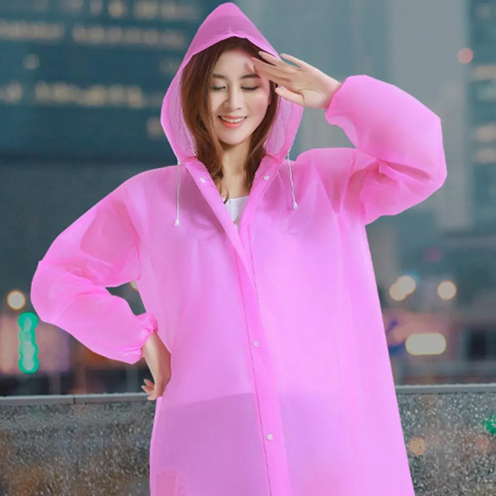 Packable Raincoat for Adults Thickened Hooded Foldable Rainwear Poncho for Men and Women
