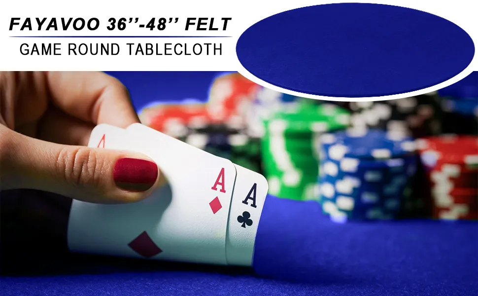 Felt Card Table Game Cover 36.2 Nch Round Tablecloth Poker Table Cover