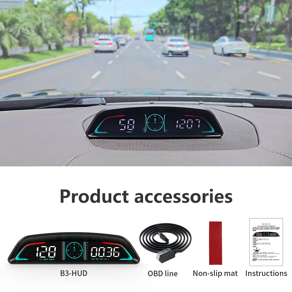 Universal Car HD OBD HUD Windshield Projector Overspeed Security