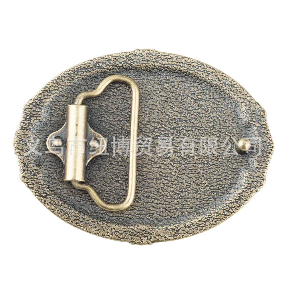 Oval Cross Belt Buckle with Geometric Religious Patterns for Men