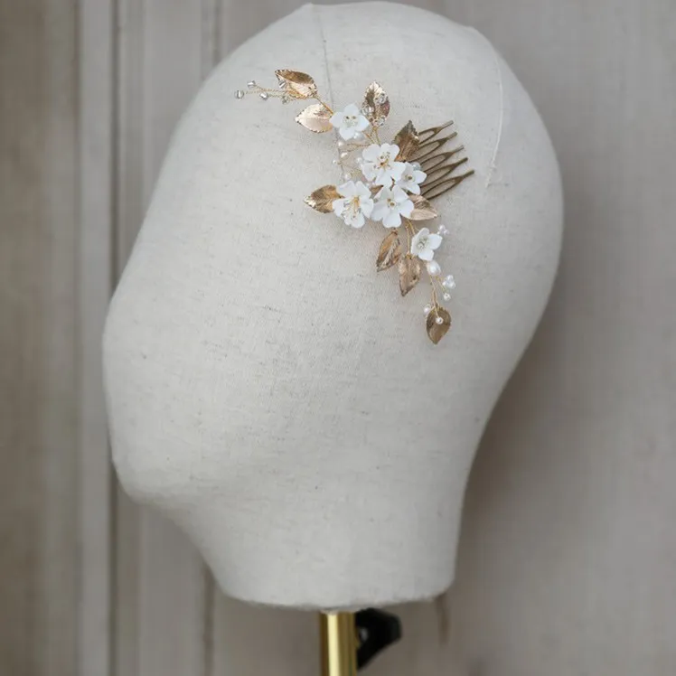 Braut-Haarkamm Mit Grünen Kristallen – Goldfarben, Blatt-Design, Strass, Für Hochzeit, Abend & Besondere Anlässe