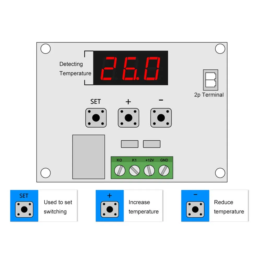 W1209 DC 12V Blue/Red Dual LED Digital Temperature Controller ...