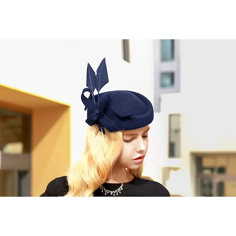 Wool Felt Bucket Hat with Feather and Mesh Fascinator for Women 719iv6fktsL._AC_UY350_.jpg main image 3