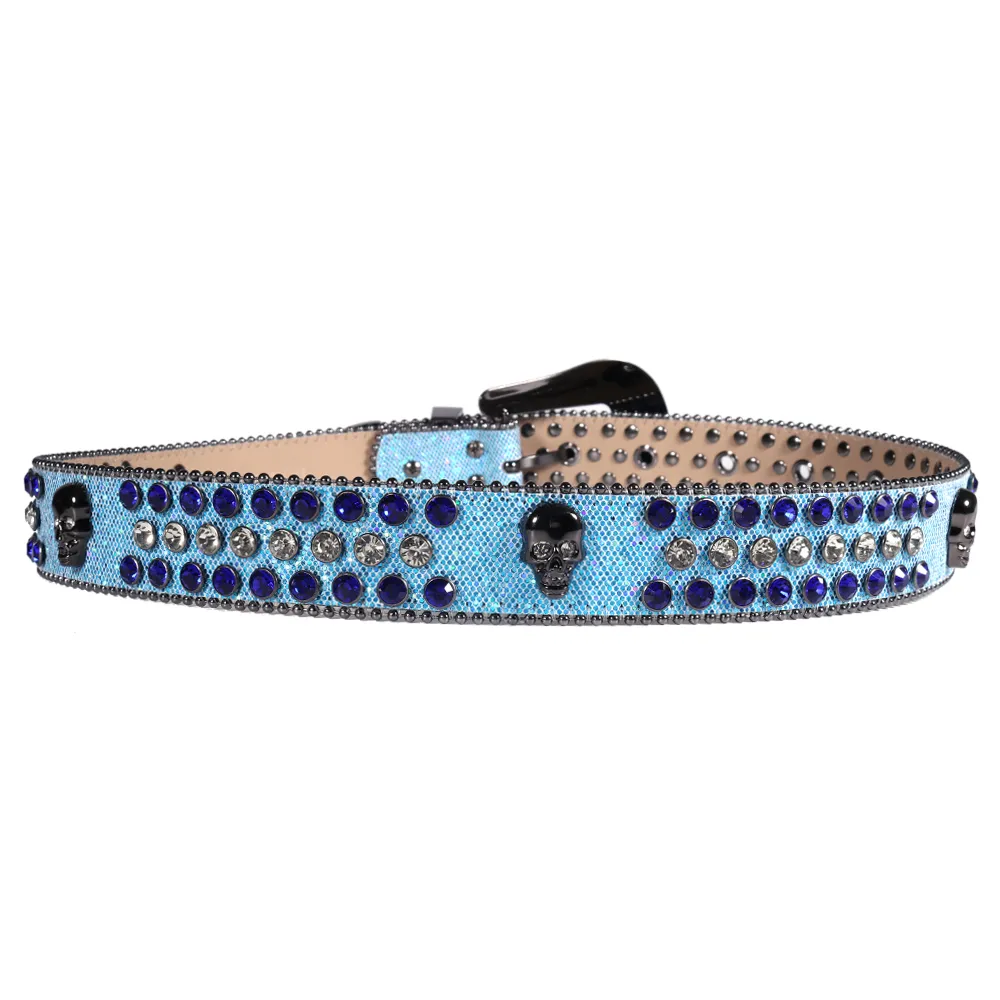 Designer Rhinestone Belt Western Skull with Diamond Rhinestones ...