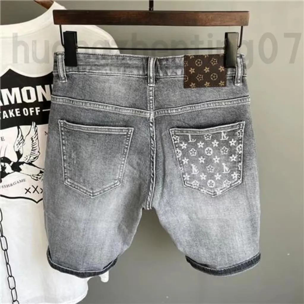 Designer Denim Shorts for Men with Elastic Waistband and Five-Point Cut ...