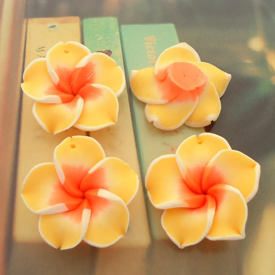 Stylish Plumeria Flower Jewelry Set With Polymer Clay Flower