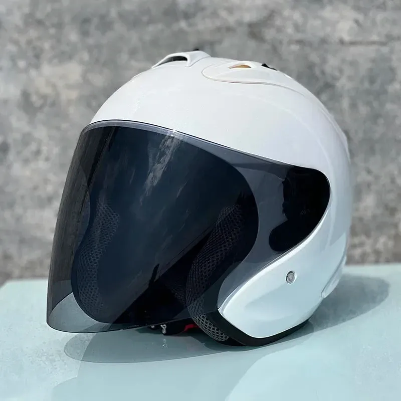 gloss white half helmet motorcycle Hummer Solid A0 Internal drop Fulmer Powersports 302 Revel Visor