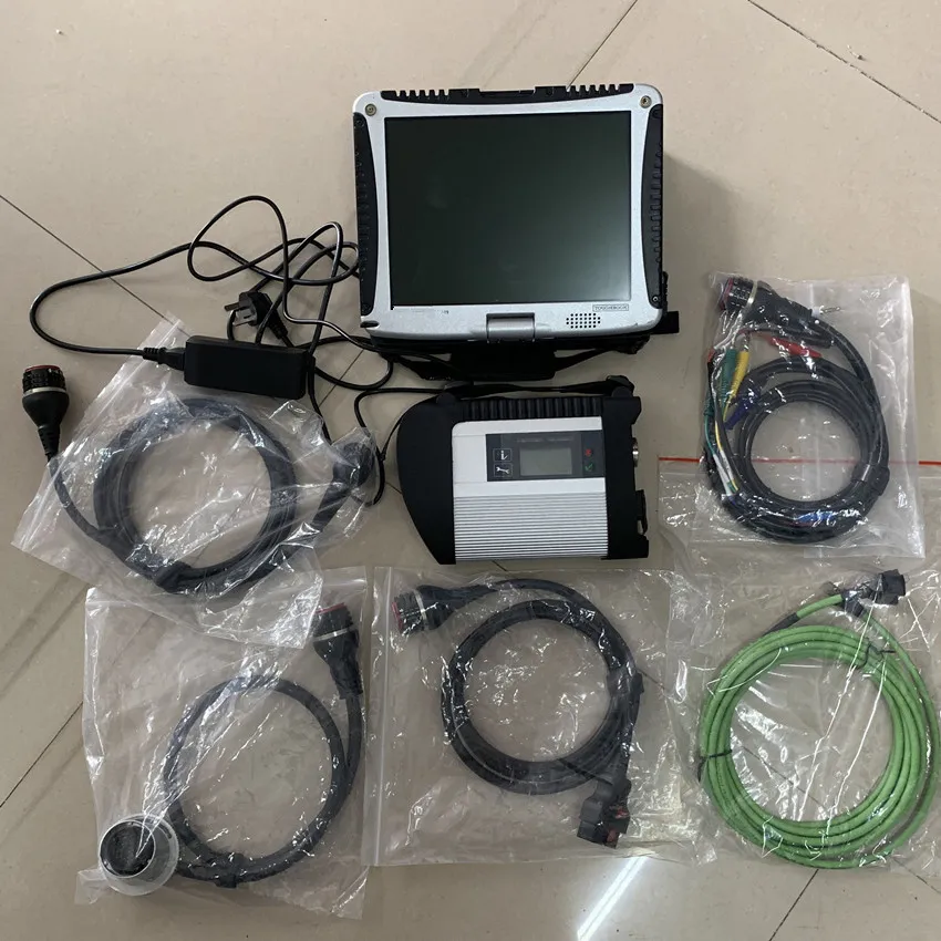 Mb Star C4 Sd Connect PLUS DOIP with SSD 480GB Newest Software Cf19 I5 4G Touch Screen Laptop Ram Ready to Use Diagnose 12V 24V
