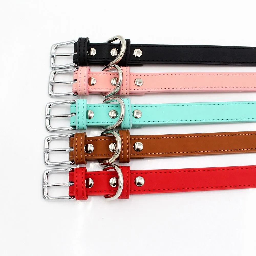 Adjustable Dog Collar PU Leather Pet Collars for Small Dogs Puppies and Cats Comfortable Durable and Stylish