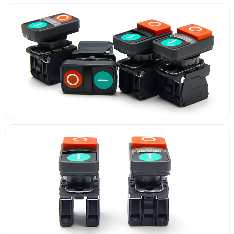 Two-button start stop switch red and green self-reset 1NO 1NC power ...