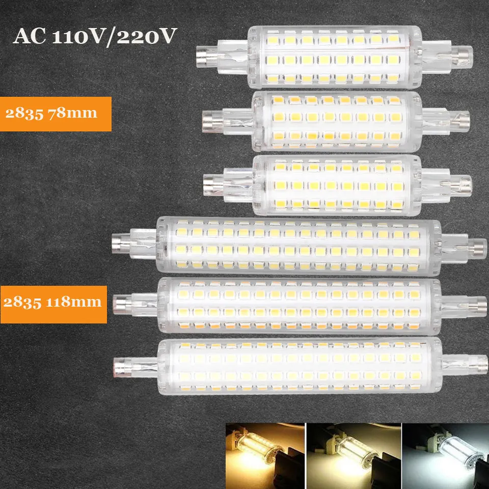 R7S LED Lamp 78mm 118mm J78 J118 12W 16W SMD 2835 64LED 128LED Light ...