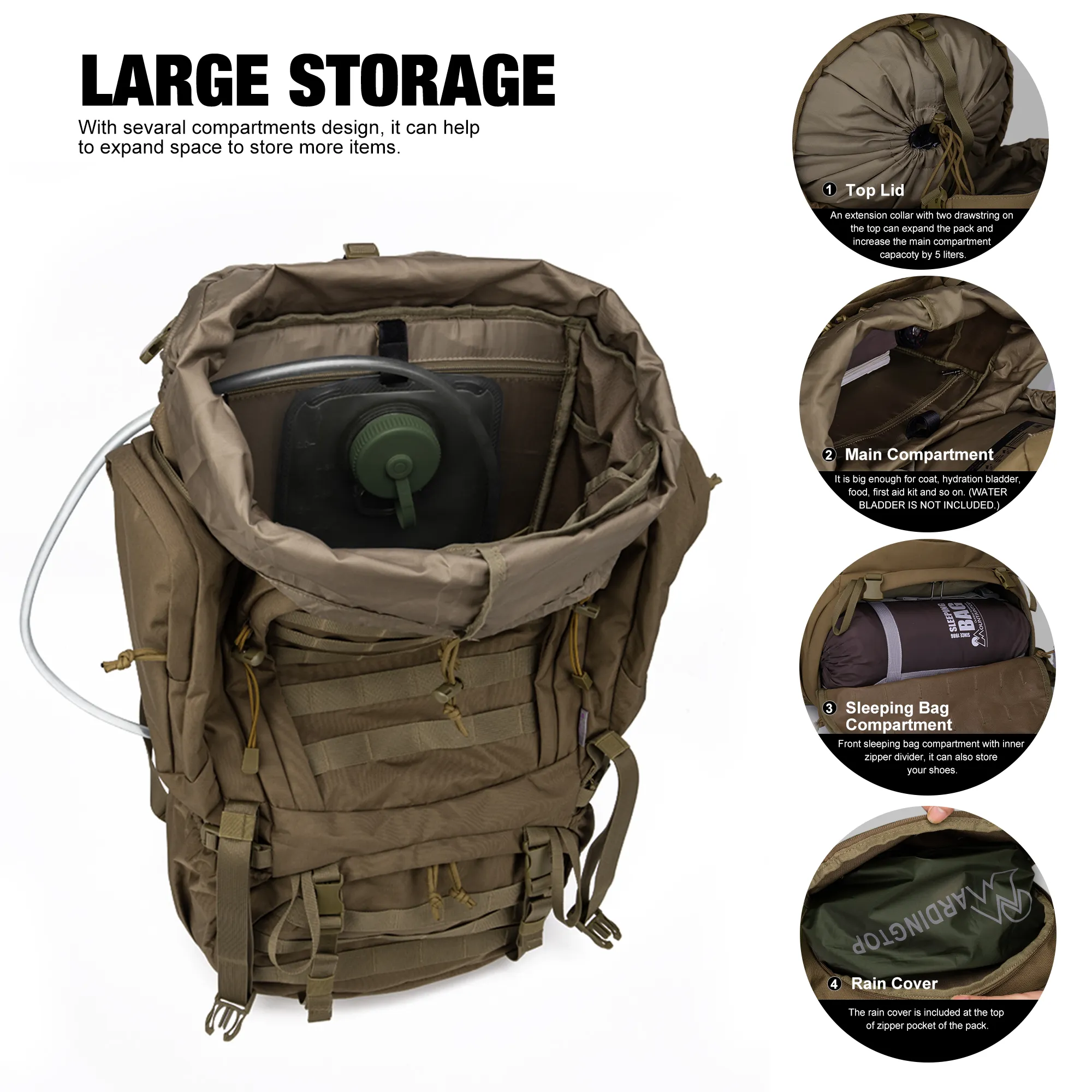 Backpack sleeping bag compartment sale