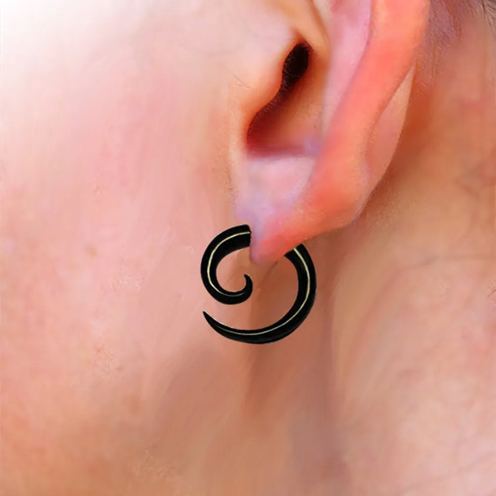 ZS 16g Graceful Tribal Spiral Fake Gauges Acrylic Ear Tapers Fake plugs Horn stud earrings (11 Pairs Mixed-styles