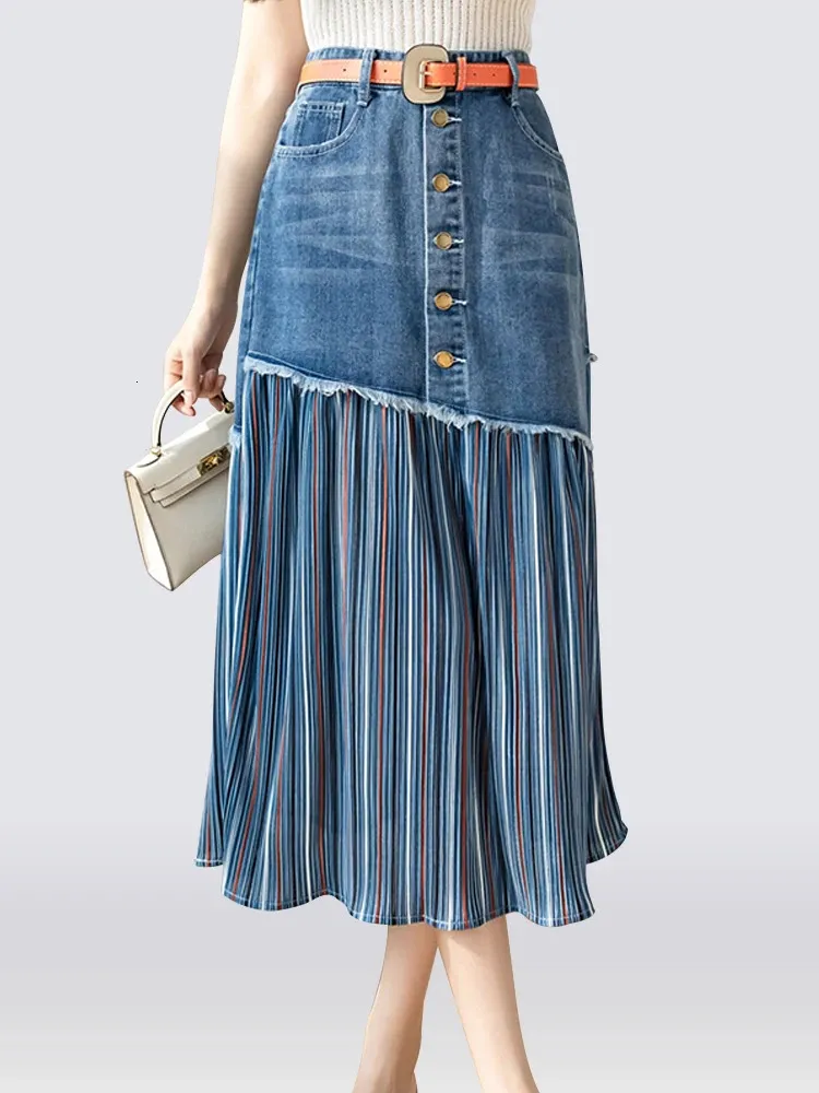 Denim Skirt Womens Pleated Skirt 5xl Midi Skirt Pleated Denim