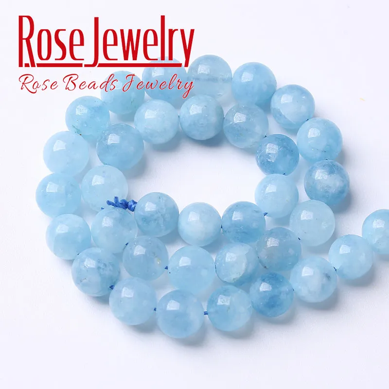 Natural Aquamarine Round Loose Gemstones 6/8/10/12mm Natural Blue