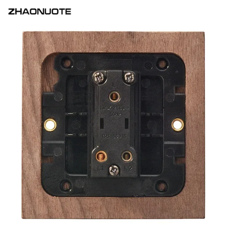 Walnut Wood Toggle Light Switch With Brass Lever – 2 Gang Decorative Wall Plate For Home Outlets
