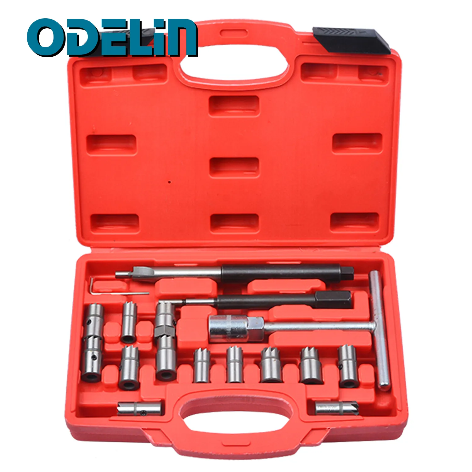 17-Piece Injector Puller & Seat Cutter Set - Professional Automotive Tool Kit