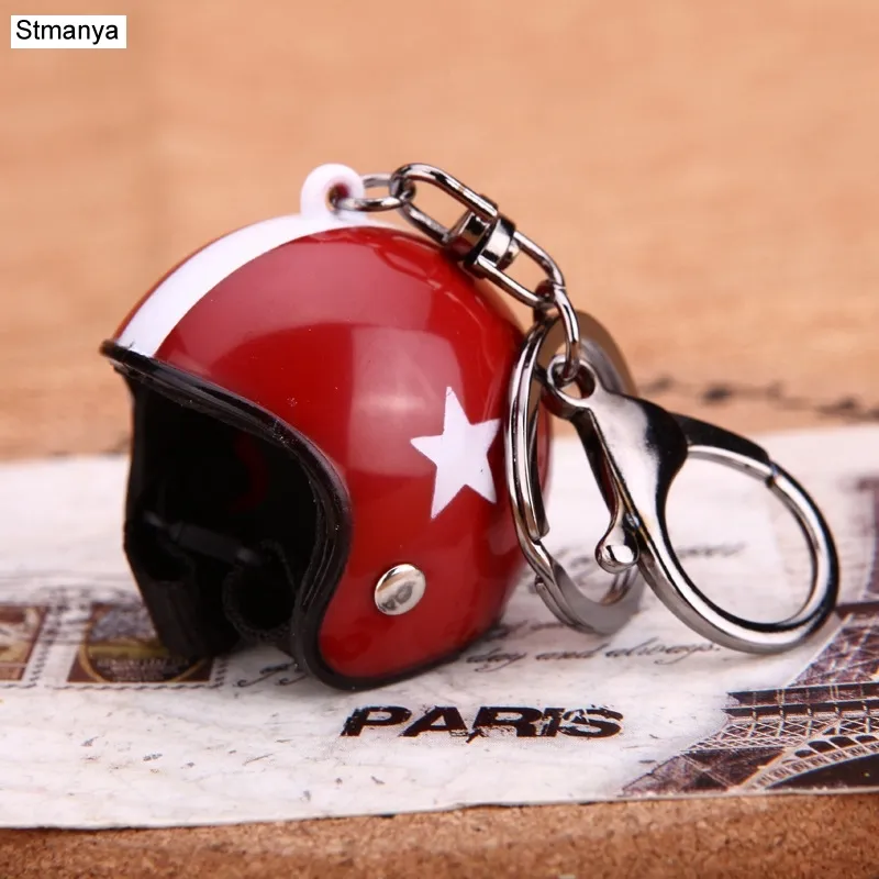Mini Safety Helmet Keychain 3D Cartoon Keyring Bag Car
